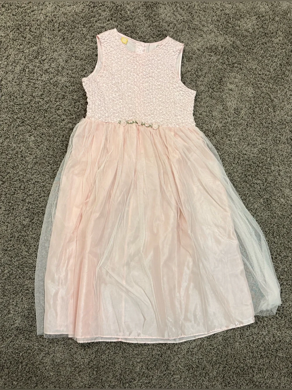 Light Pink Satin Textured Party Dress with tulle skirt, size XL
